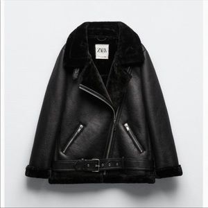 Zara double faced shearling coat xs